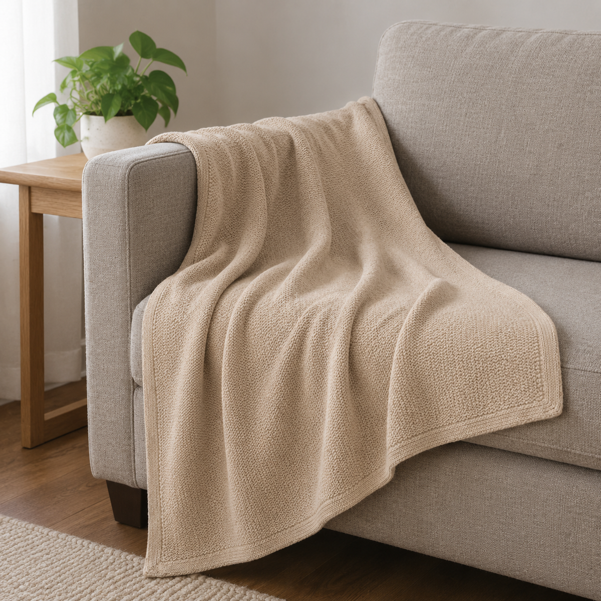 Textured Knit Throw Blanket