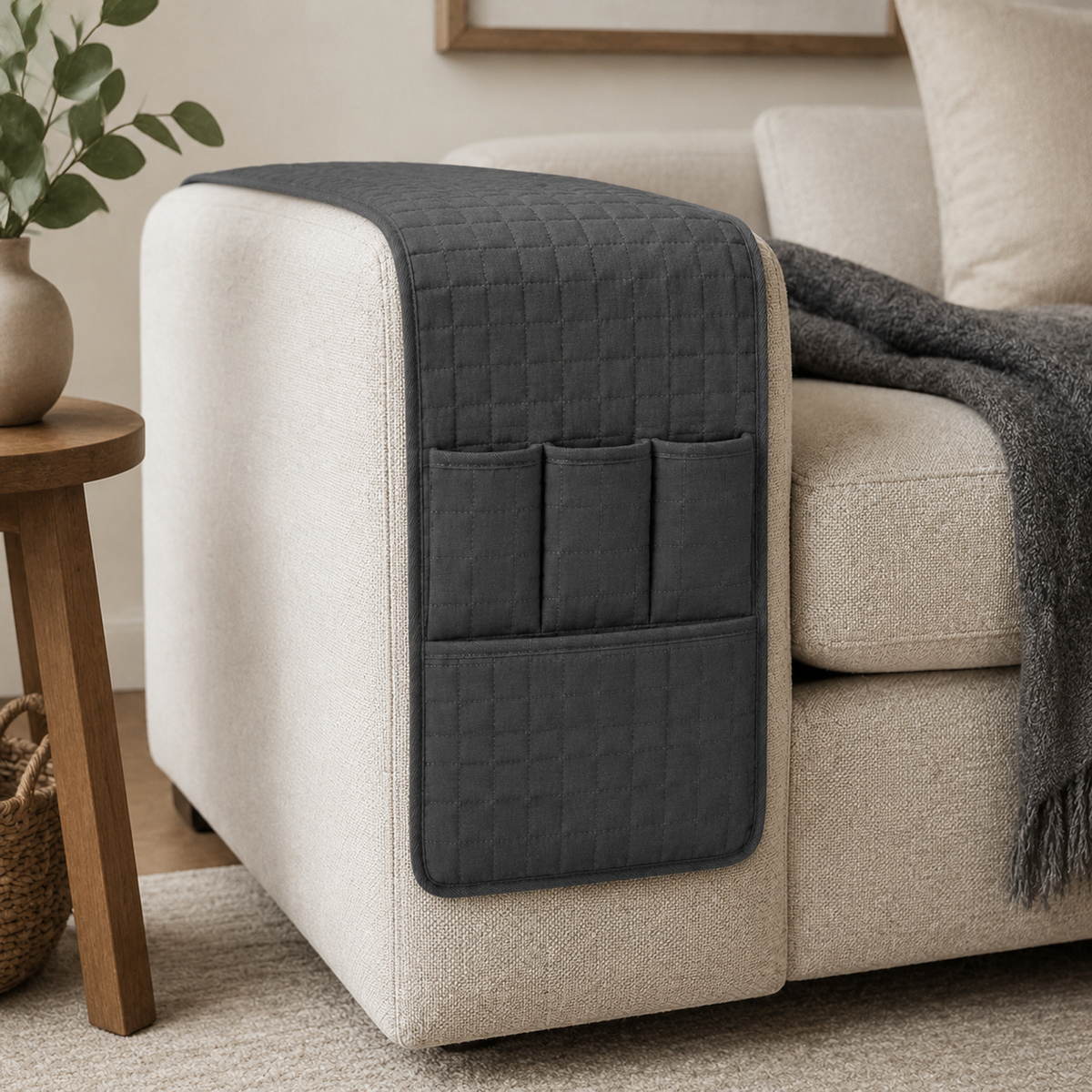 Quilted Sofa Armrest Organizer